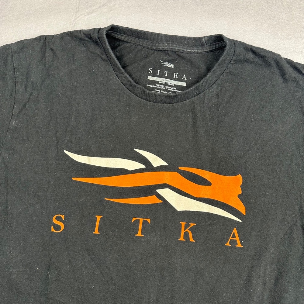Sitka Gear Mens Graphic Tee Black Pima Cotton Logo T-Shirt Large